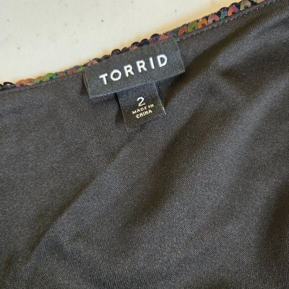 725-12 Torrid iridescent black one shoulder sequin Bodycon dress Size 2 16/18 - Picture 10 of 10